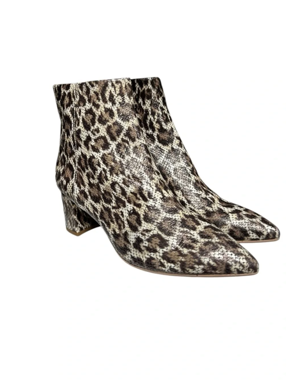 🌻NEW NWOT AGL Marette Leopard Snake Embossed Leather Ankle Boots EU 39 US 8.5